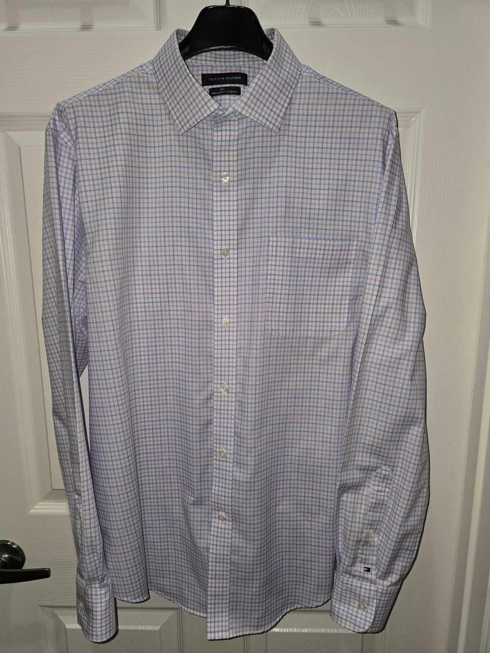 Tommy Hilfiger Men's Blue, Purple, & White Windowpane Dress Shirt